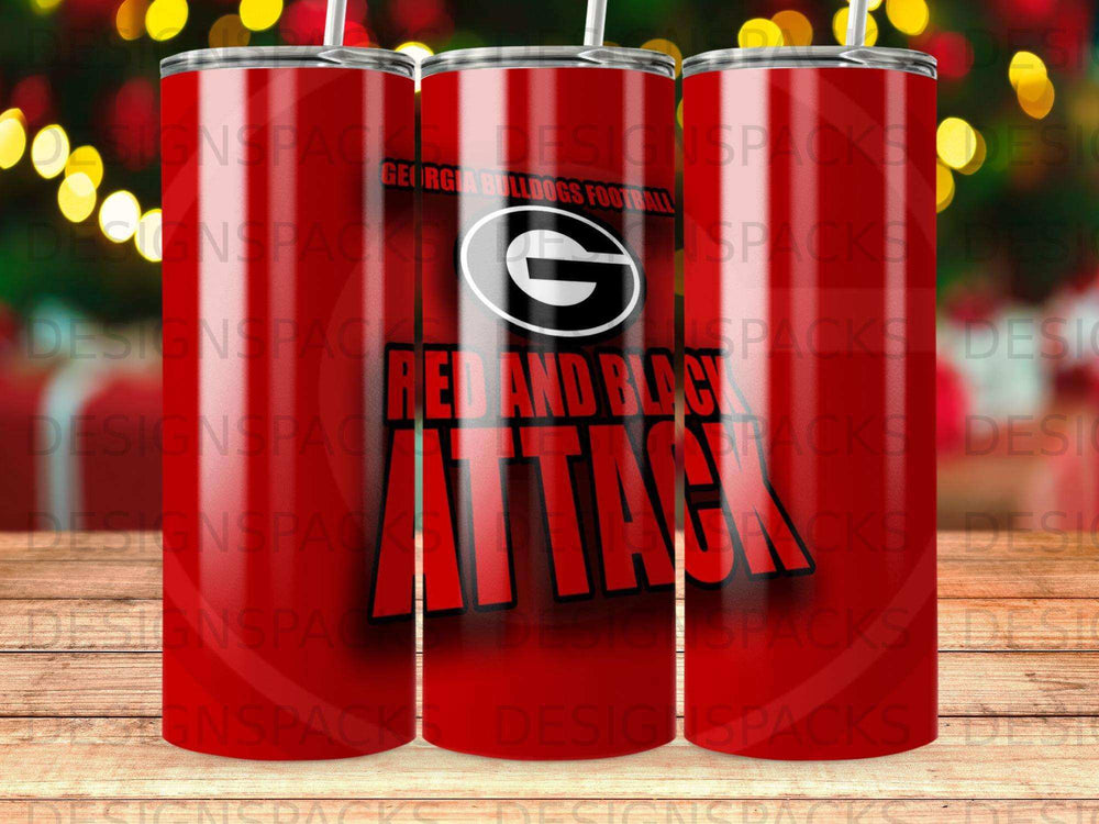 Georgia Bulldogs Football red and black tumbler with logo.
