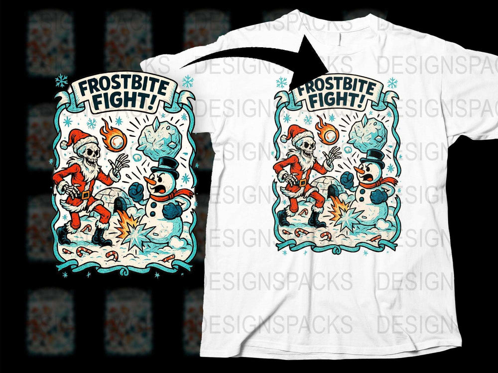Frostbite Fight T-Shirt, Cartoon Snowman Battle, Winter Theme, Kids Graphic Tee, Colorful Unisex Top