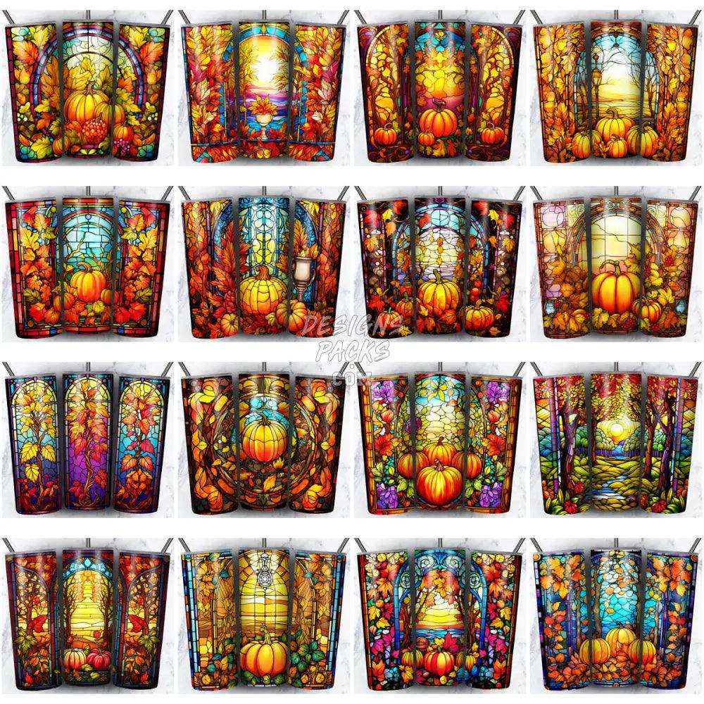 83 Autumn Stained Glass Tumbler Wrap Bundle Jpg