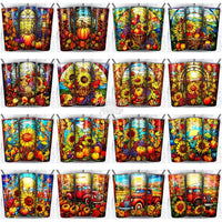Load image into Gallery viewer, 83 Autumn Stained Glass Tumbler Wrap Bundle Jpg
