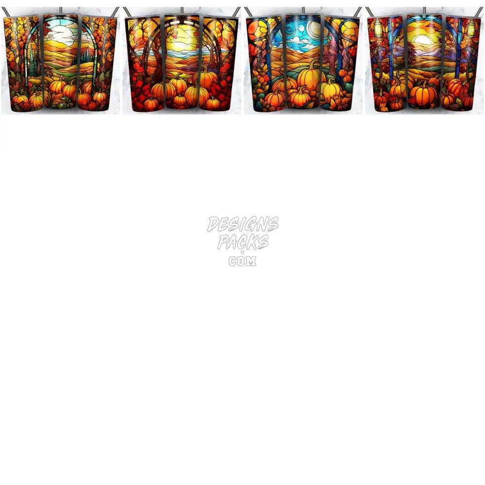 83 Autumn Stained Glass Tumbler Wrap Bundle Jpg