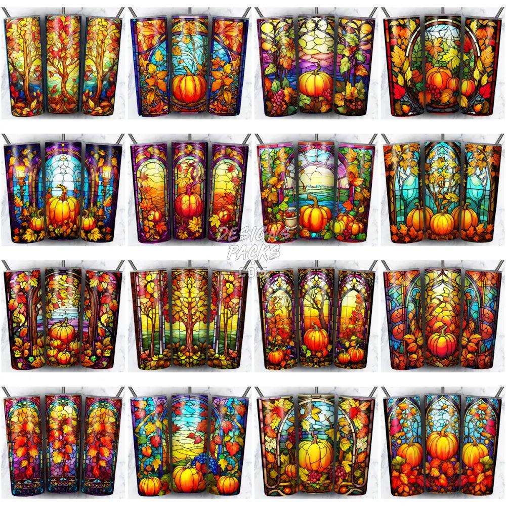 83 Autumn Stained Glass Tumbler Wrap Bundle Jpg