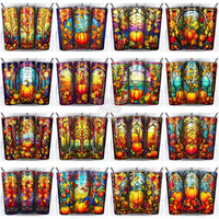 Load image into Gallery viewer, 83 Autumn Stained Glass Tumbler Wrap Bundle Jpg
