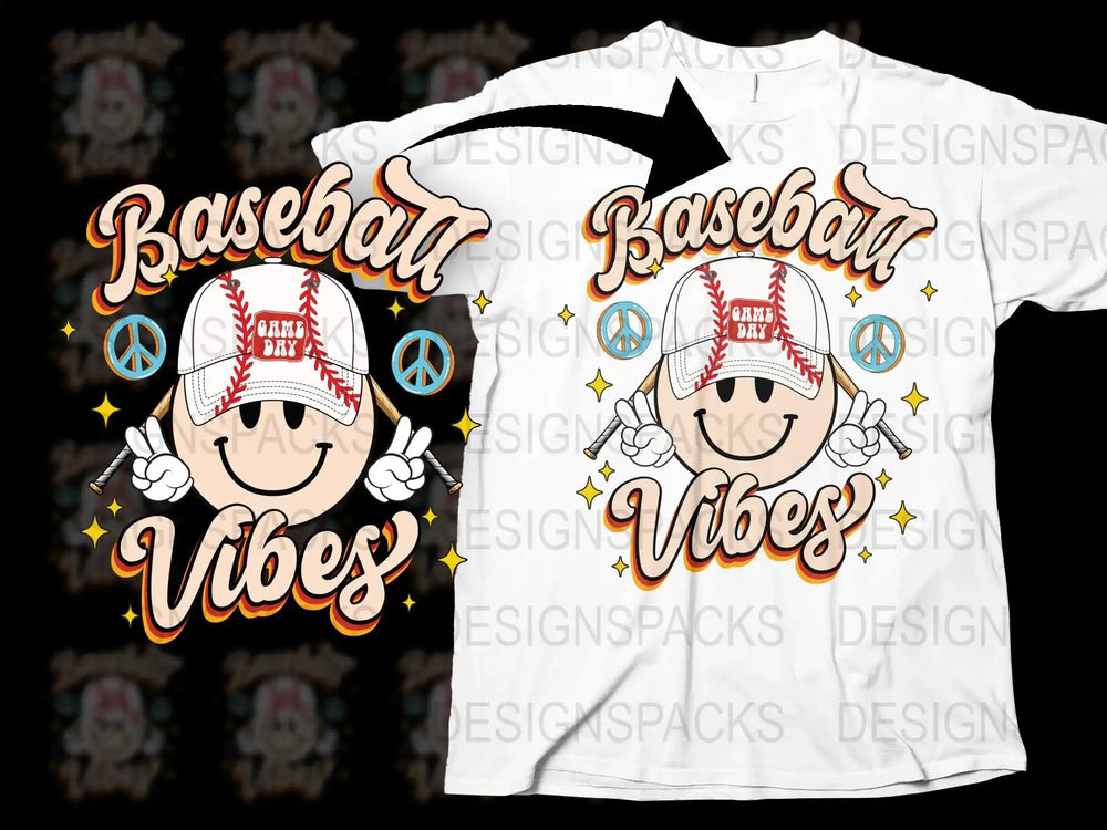 Baseball Vibes T-Shirt Peace Love Baseball Graphic Tee Unisex Sports Casual Wear White Cotton Shirt