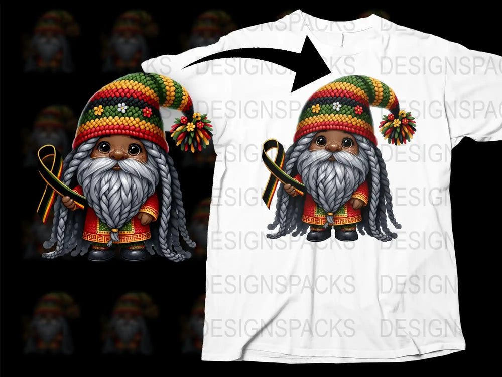 Gnome T-Shirt, Colorful Winter Hat Design, Cute Gnome with Skis, Unisex Graphic Tee, Holiday Gift Idea