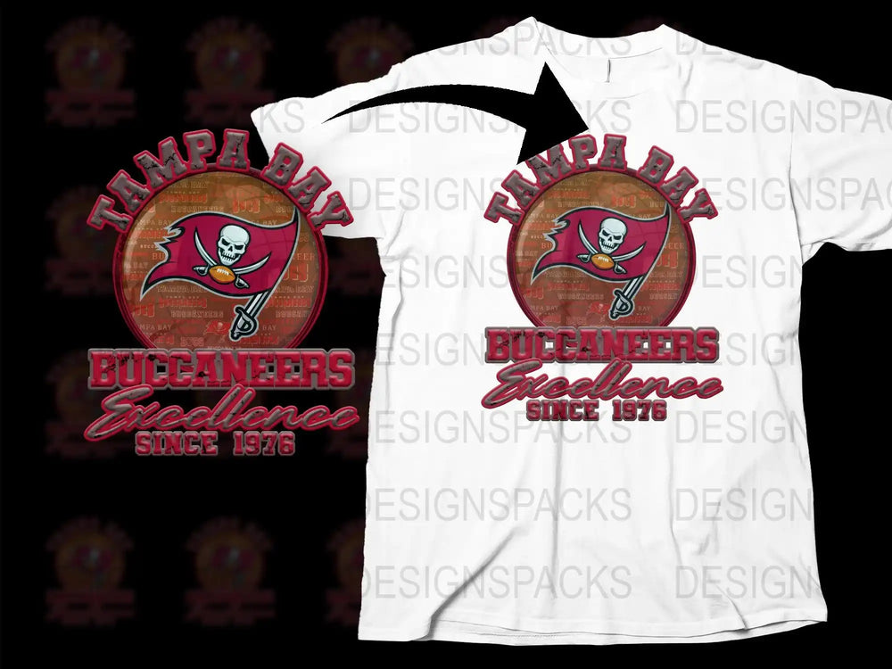 Tampa Bay Buccaneers Excellence T-Shirt, Vintage Pirate Logo, Since 1976, Sports Fan Apparel