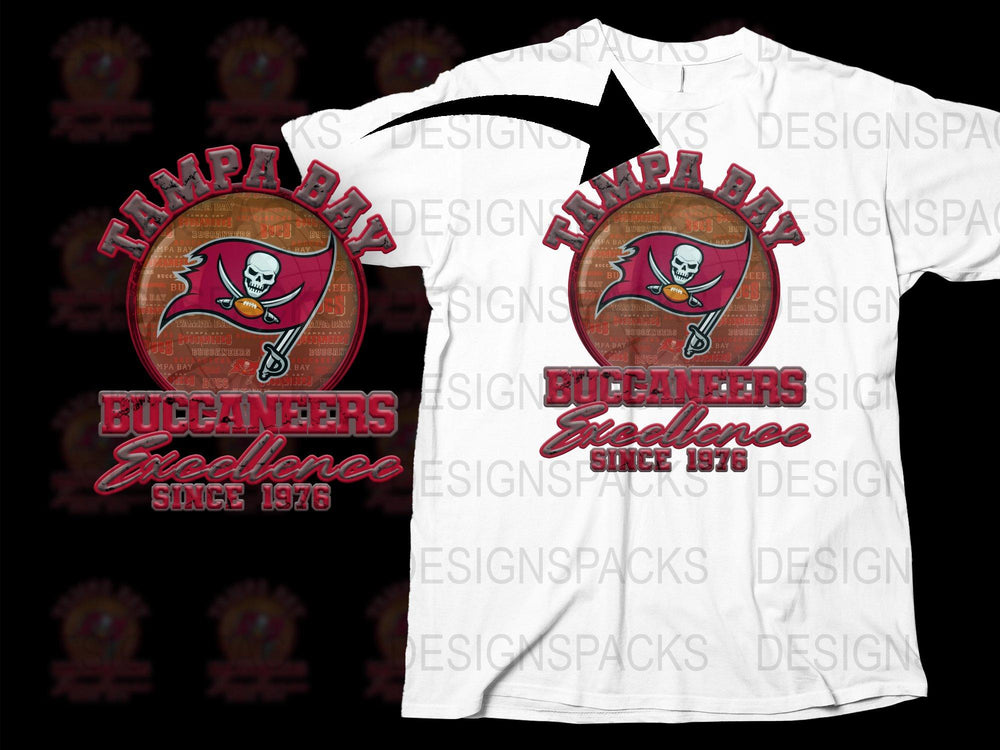 Tampa Bay Buccaneers Excellence T-Shirt, Vintage Pirate Logo, Since 1976, Sports Fan Apparel