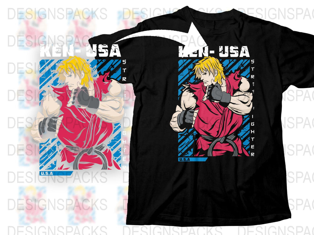 Vintage Anime Fighter T-Shirt, Bold Graphic Tee, Retro Pop Art Style, Unisex Fashion Shirt