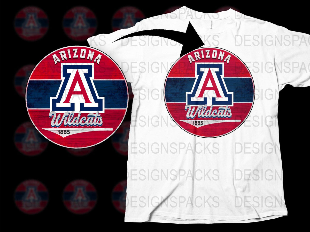 Arizona Wildcats 1885 Vintage Logo T-Shirt, University of Arizona College Apparel, Sports Fan Gift, Red and Blue Graphic Tee