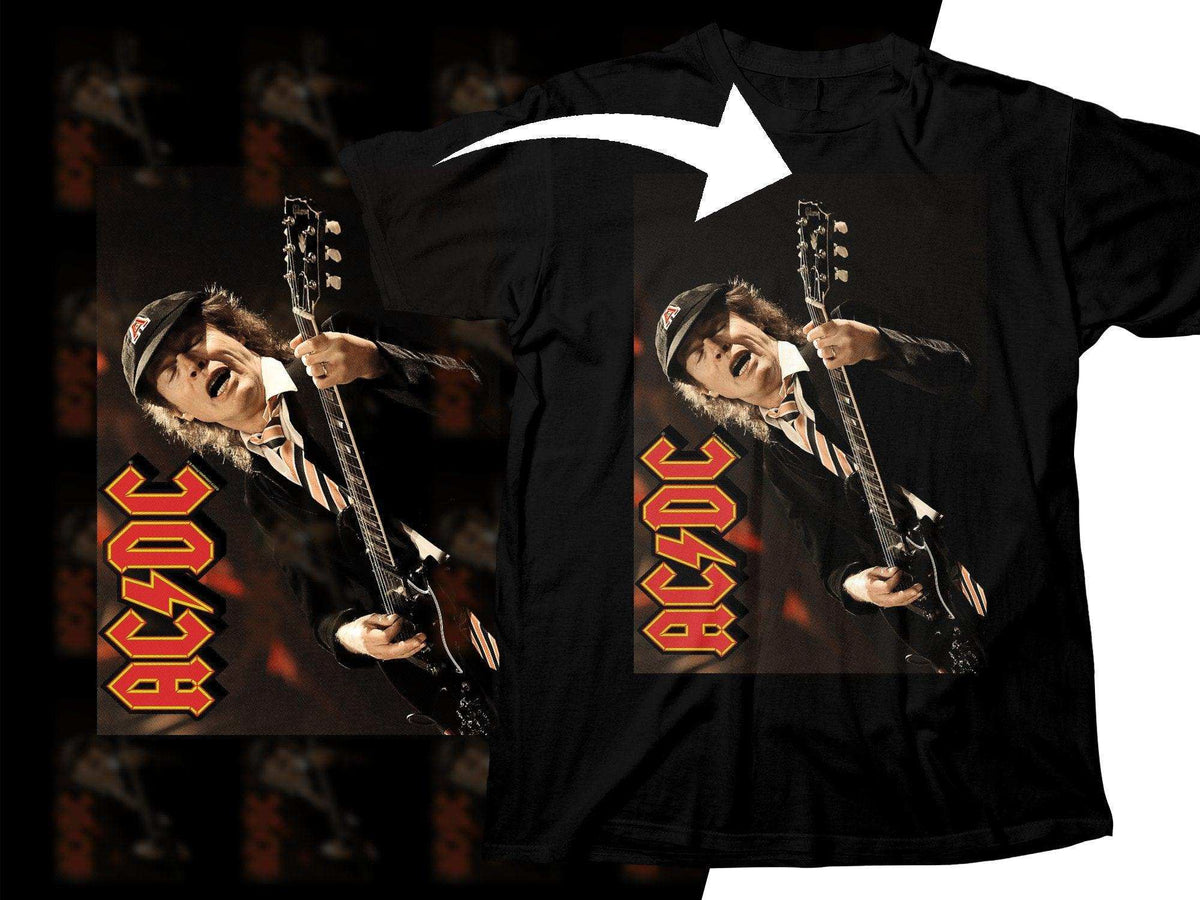 AC/DC Iconic Guitarist Angus Young Rock Performance Png Halftone Digit