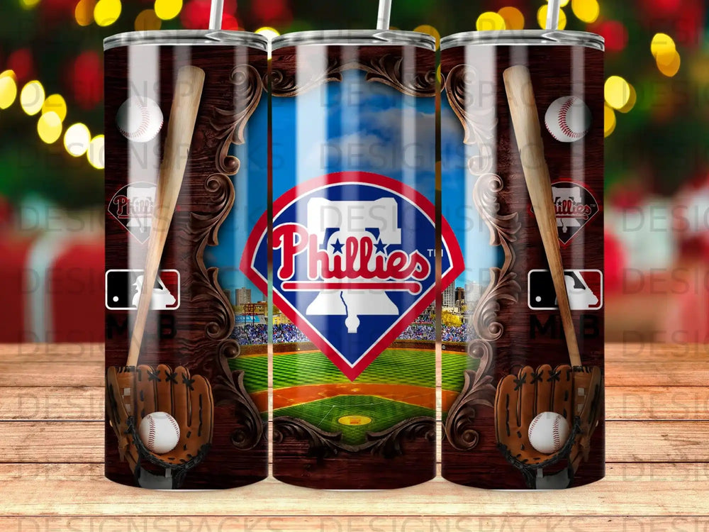 Philadelphia Phillies baseball team logo on a stadium background.
