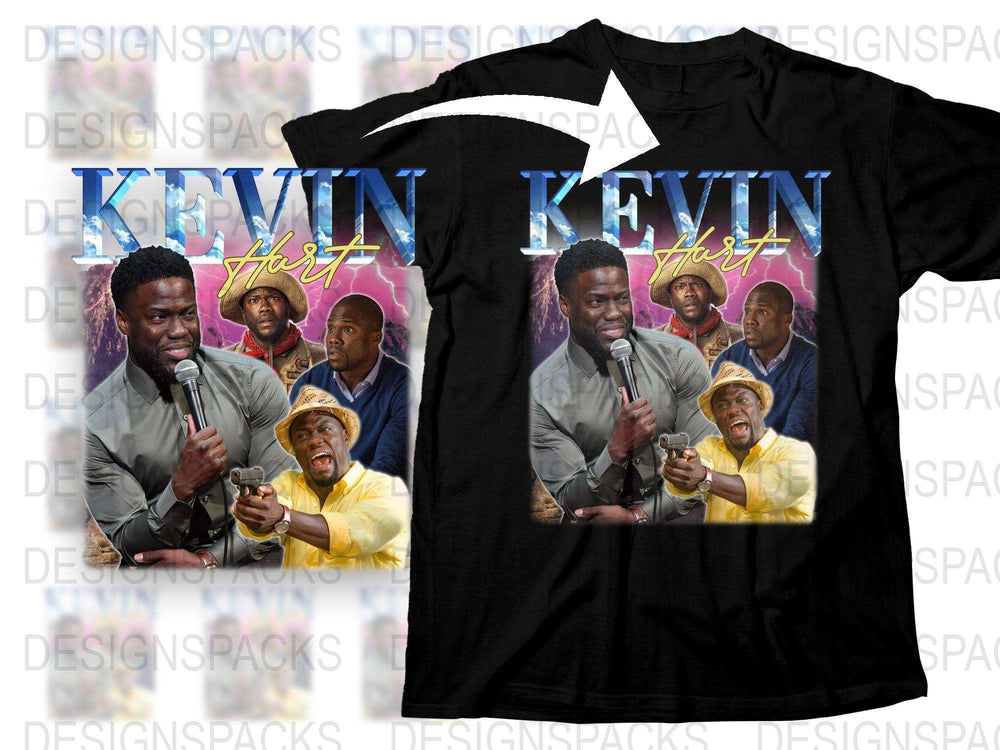 Kevin Hart Comedy Tour Graphic T-Shirt, Vintage Style Movie Poster Tee, Unisex Black Cotton Shirt