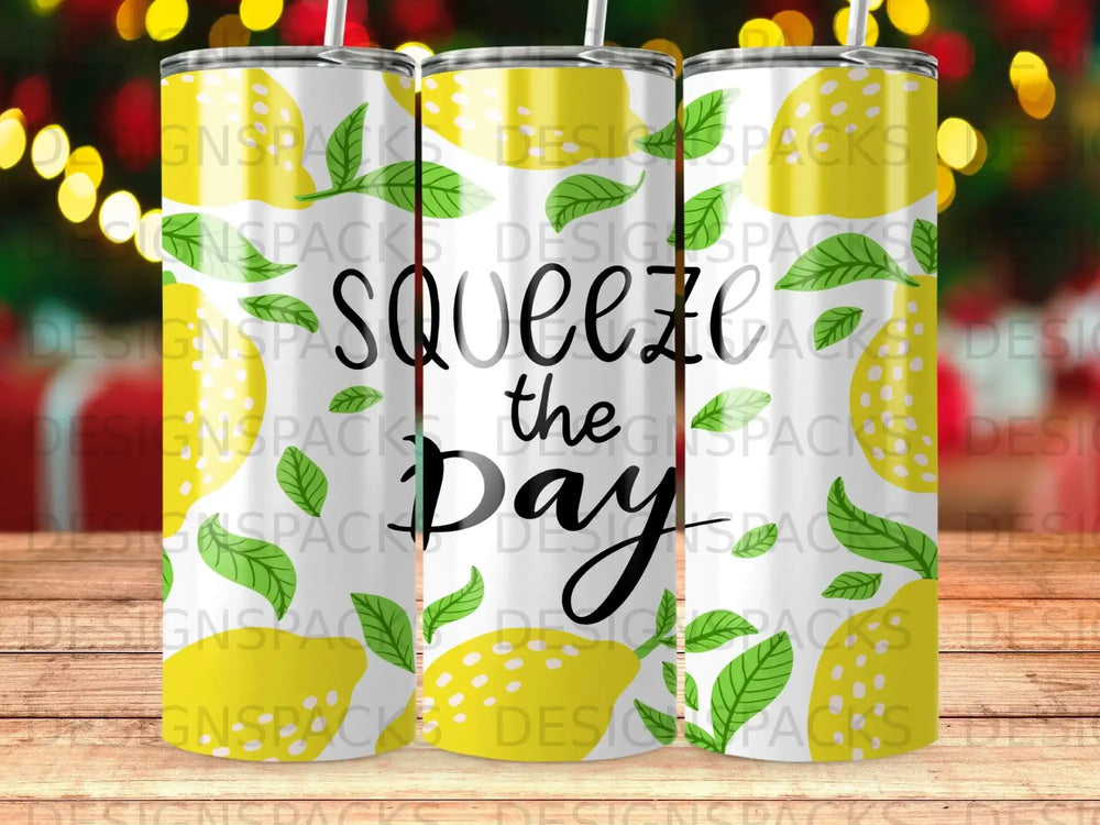 Squeeze the Day Lemon Design Drink Tumbler product type