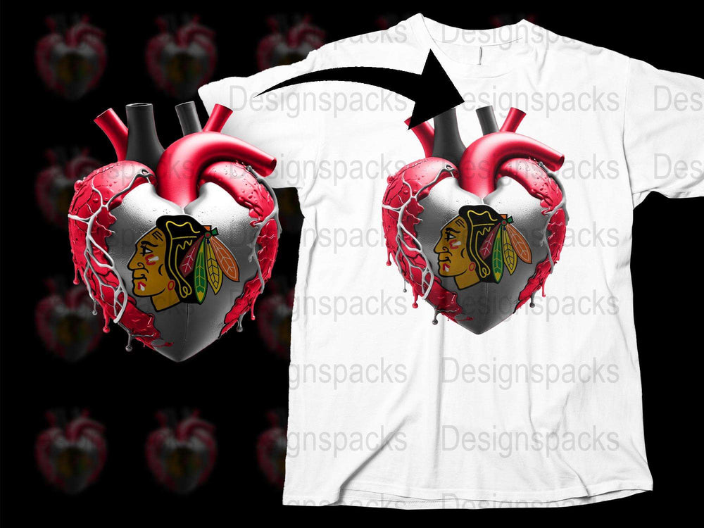 Graphic Heart T-Shirt, Anatomical Heart Design, Bold Red and Black Tee, Unique Heart Art Print Top, Unisex Fashion Shirt