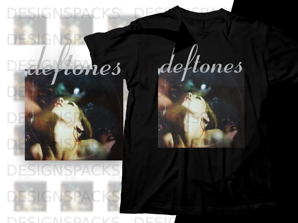 Black t-shirt featuring the Deftones band logo and album art.