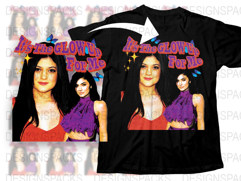 Nostalgic 90s Inspired Graphic T-Shirt, Vintage Style Glow Up Theme, Retro Fashion Tee, Celebrity Pop Culture, Bold Printed Top
