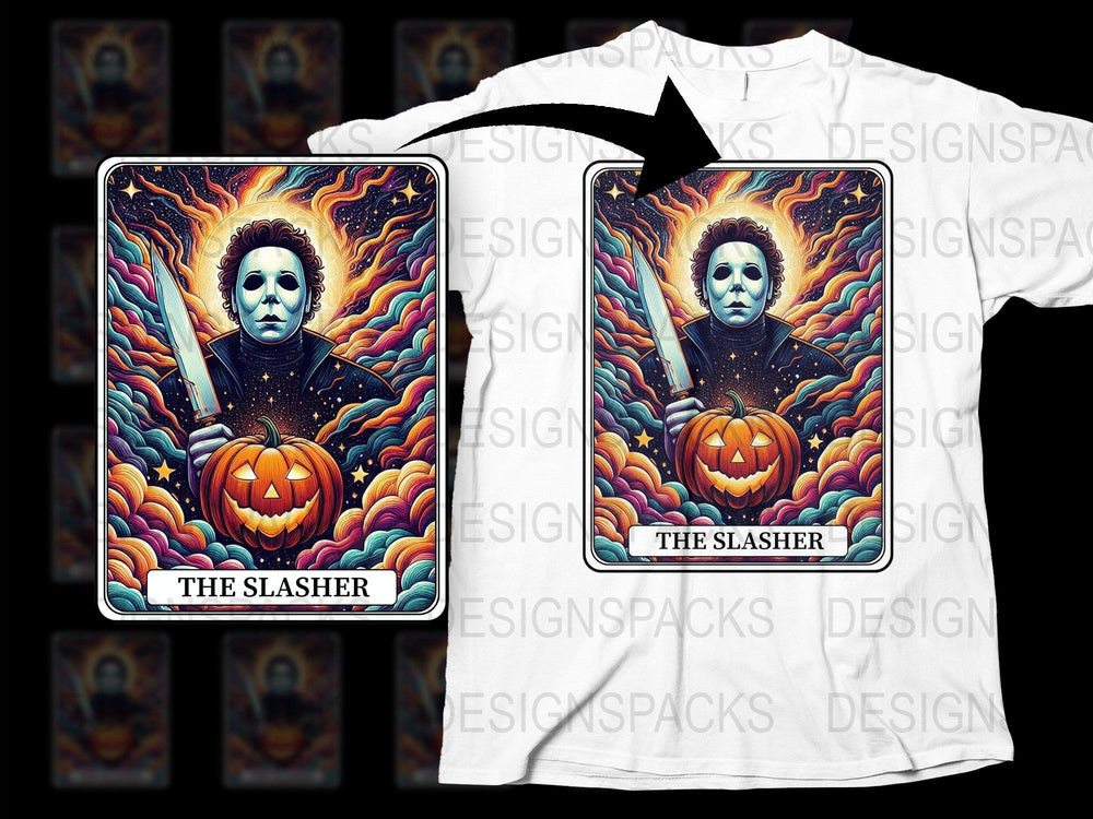 Halloween T-Shirt and Phone Case Set, The Slasher Pumpkin Design, Spooky Apparel and Accessories