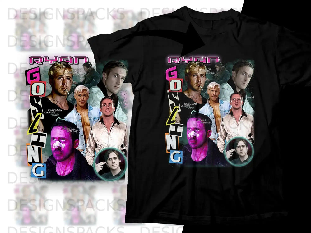 Ryan Gosling movie poster collage with text "You're gonna crash like thunder."