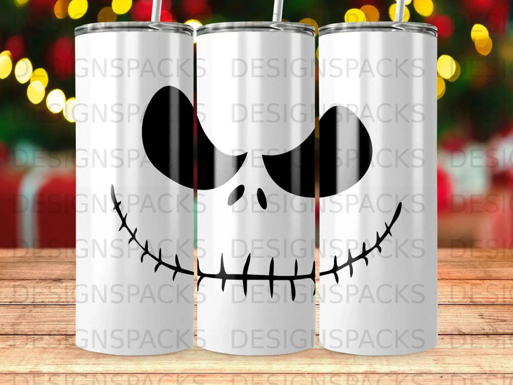 Halloween Skull Face Design White Tumbler product type