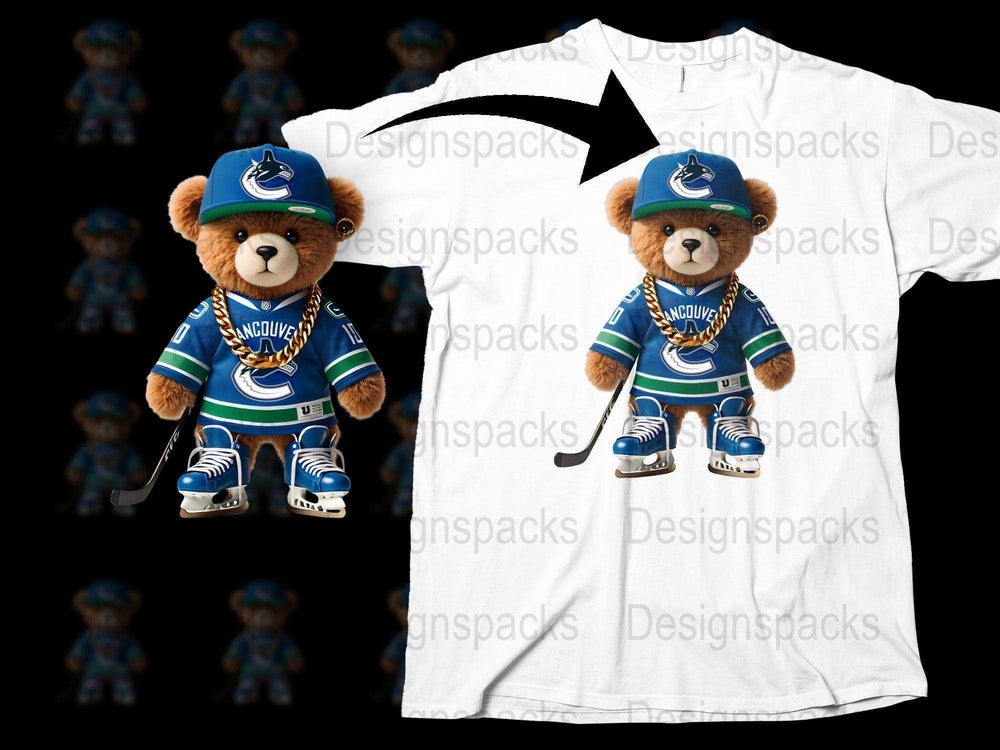 Vancouver Canucks Teddy Bear Plush Toy in Team Jersey, Sports Fan Gift Idea