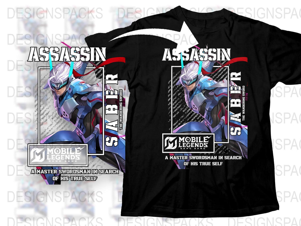 Mobile Legends Assassin Saber T-Shirt, Gaming Tee, Master Swordsman Graphic Shirt, Cool Gamer Gift Idea
