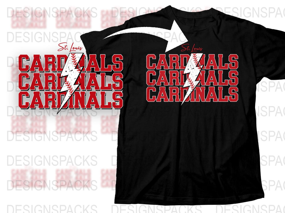 St. Louis Cardinals Inspired T-Shirt, Black Red Graphic Tee, Sports Fan Apparel, Casual Streetwear Style