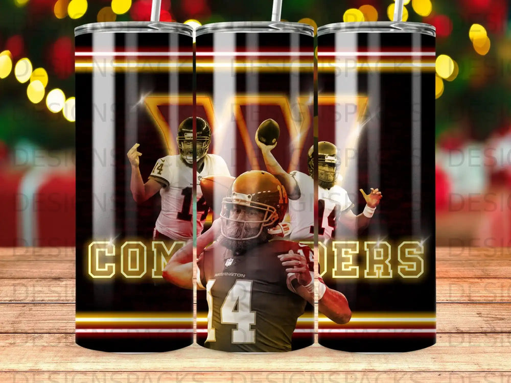Washington Commanders football players in uniform throwing a football.