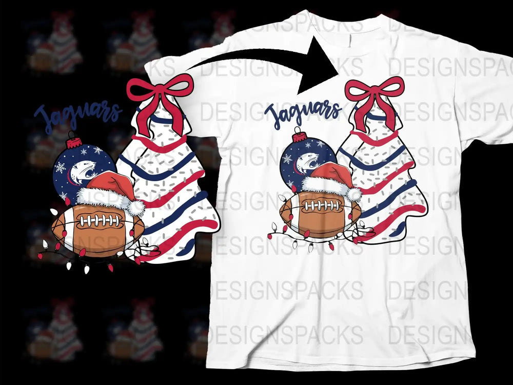 Jaguars Christmas T-Shirt, Football Santa Hat Graphic, Holiday Sports Tee, Festive Team Spirit Apparel, Winter Fashion Top