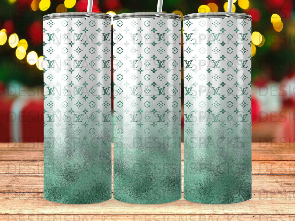 Teal Glitter Monogram Gradient Tumbler product type