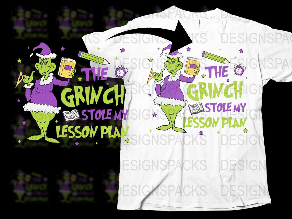 Funny Teacher T-Shirt, Grinch Stole My Lesson Plan, Holiday Graphic Tee, Christmas Shirt for Educators, Unisex and Youth Sizes Available