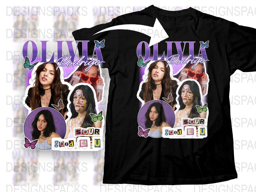 Olivia Rodrigo Fan T-Shirt, Sour Album Inspired Graphic Tee with Multiple Poses, Music Pop Merch