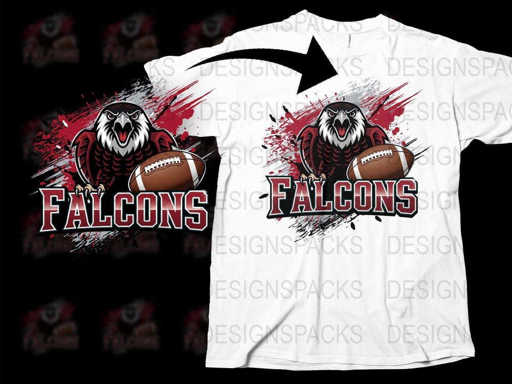 Falcons Football Team T-Shirt, Red and White Graphic Tee, Sports Fan Apparel, Unisex Casual Wear