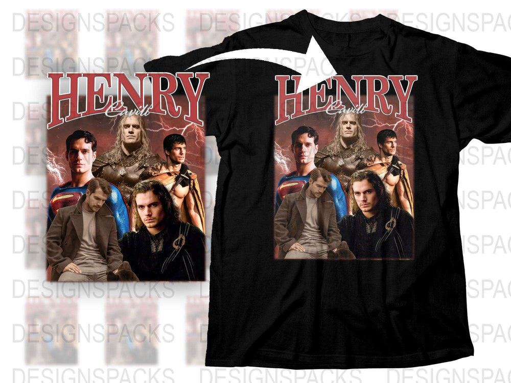 Henry Cavill Inspired Graphic T-Shirt, Superman and Witcher Themes, Fan Art Apparel, Casual Wear for Men and Women