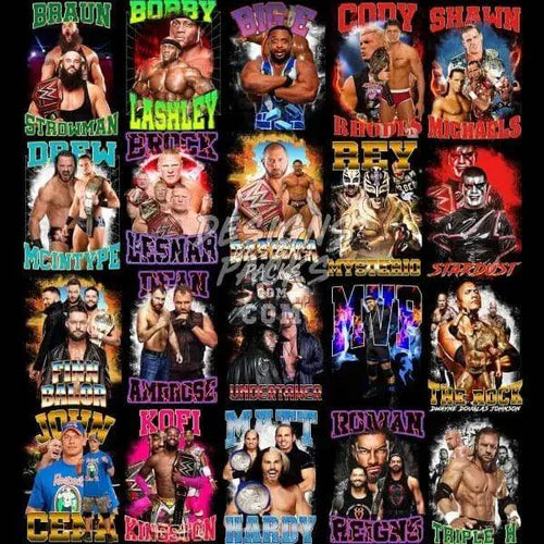 84 Wrestling Stars Pack 2 Designs Bundle PNG