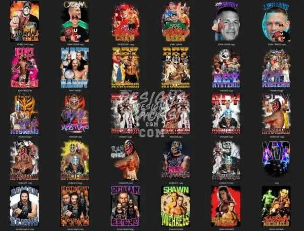 84 Wrestling Stars Pack 2 Designs Bundle PNG