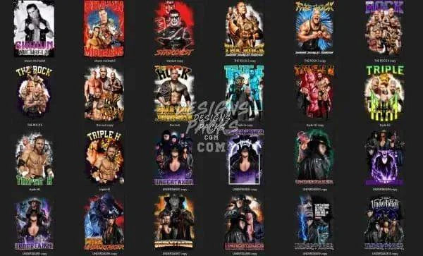 84 Wrestling Stars Pack 2 Designs Bundle PNG