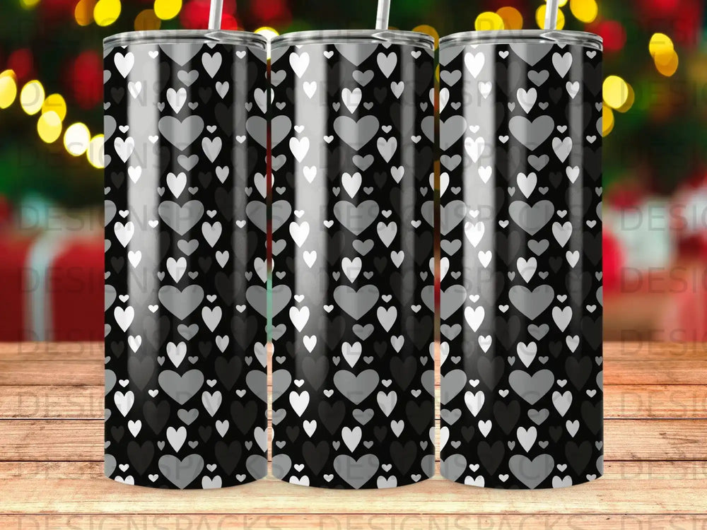Black White Gray Hearts Pattern Design Tumbler product type