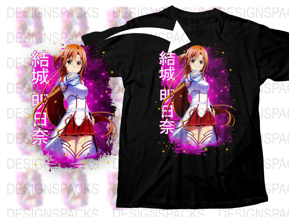 Anime Girl T-Shirt, Vibrant Purple Splash Graphic Tee, Manga Character Apparel, Unique Casual Wear