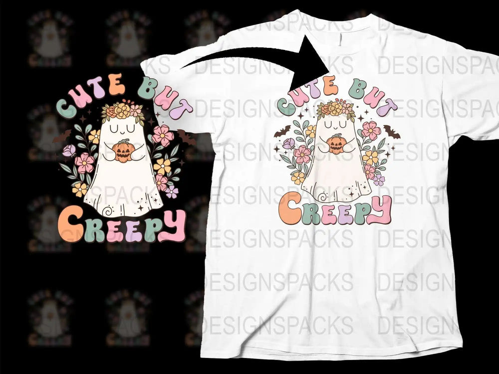 Cute But Creepy T-Shirt, Funny Ghost Tee, Floral Spooky Graphic Shirt, Unisex Halloween Apparel