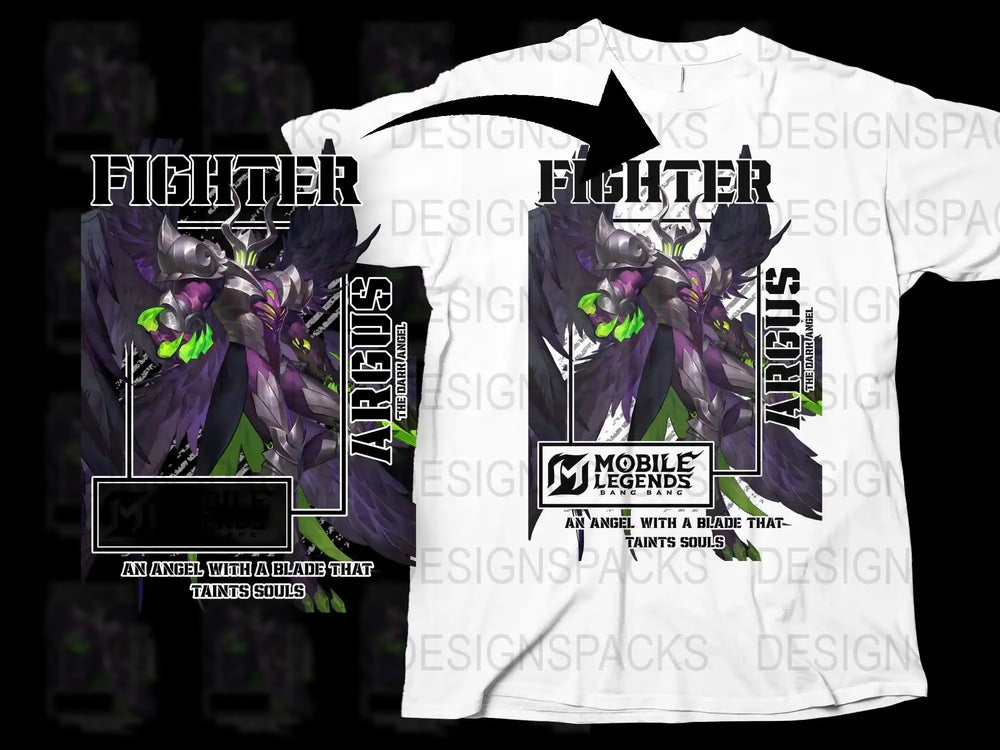 Mobile Legends Fighter Argus Graphic T-Shirt, Men's White Gaming Tee, Cool Video Game Apparel