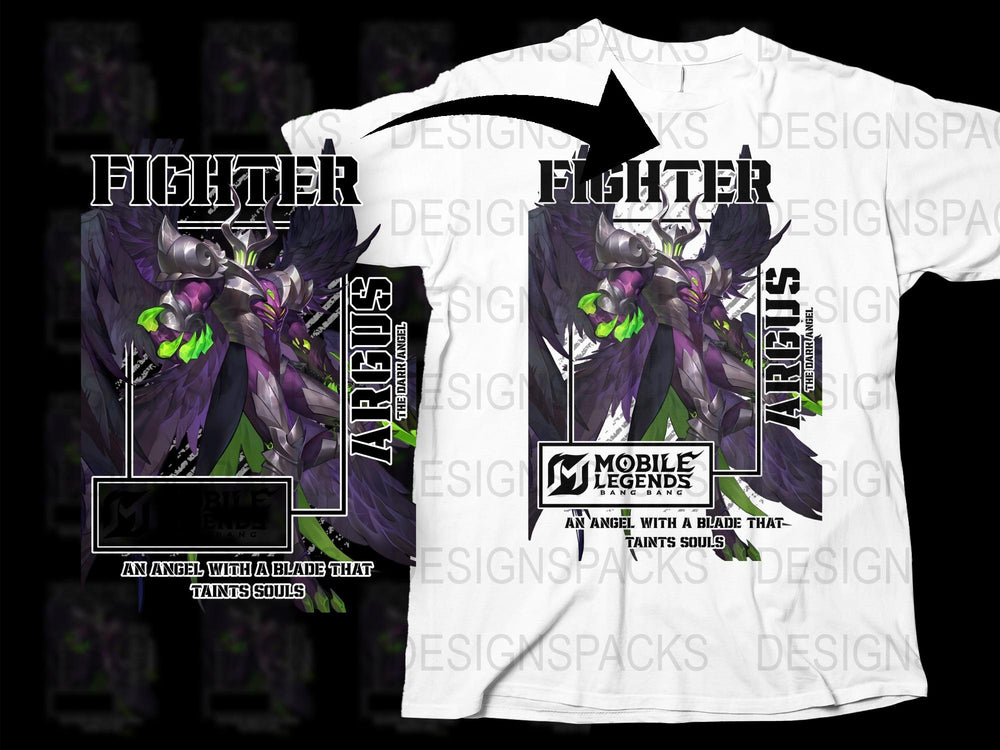 Mobile Legends Fighter Argus Graphic T-Shirt, Men's White Gaming Tee, Cool Video Game Apparel