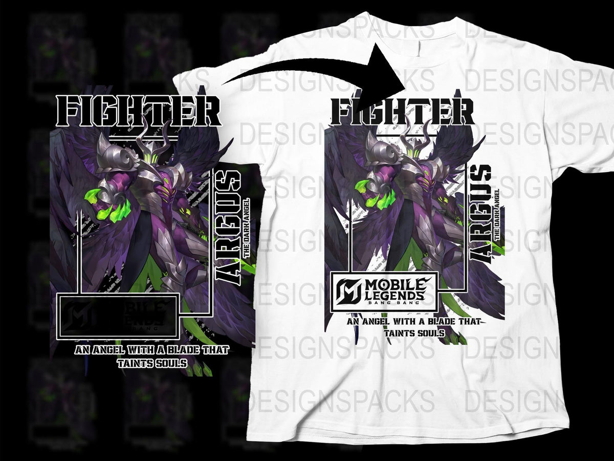 Mobile Legends Fighter Argus Graphic T-Shirt, Men's White Gaming Tee, Cool Video Game Apparel