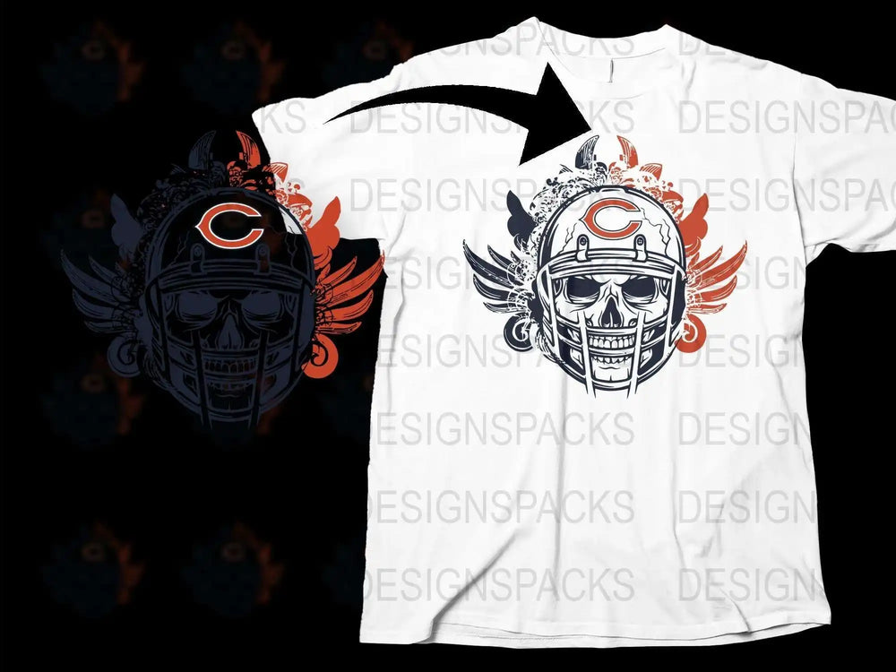 Chicago Football Team Inspired T-Shirt, Rustic Warrior Design, Casual Sports Apparel