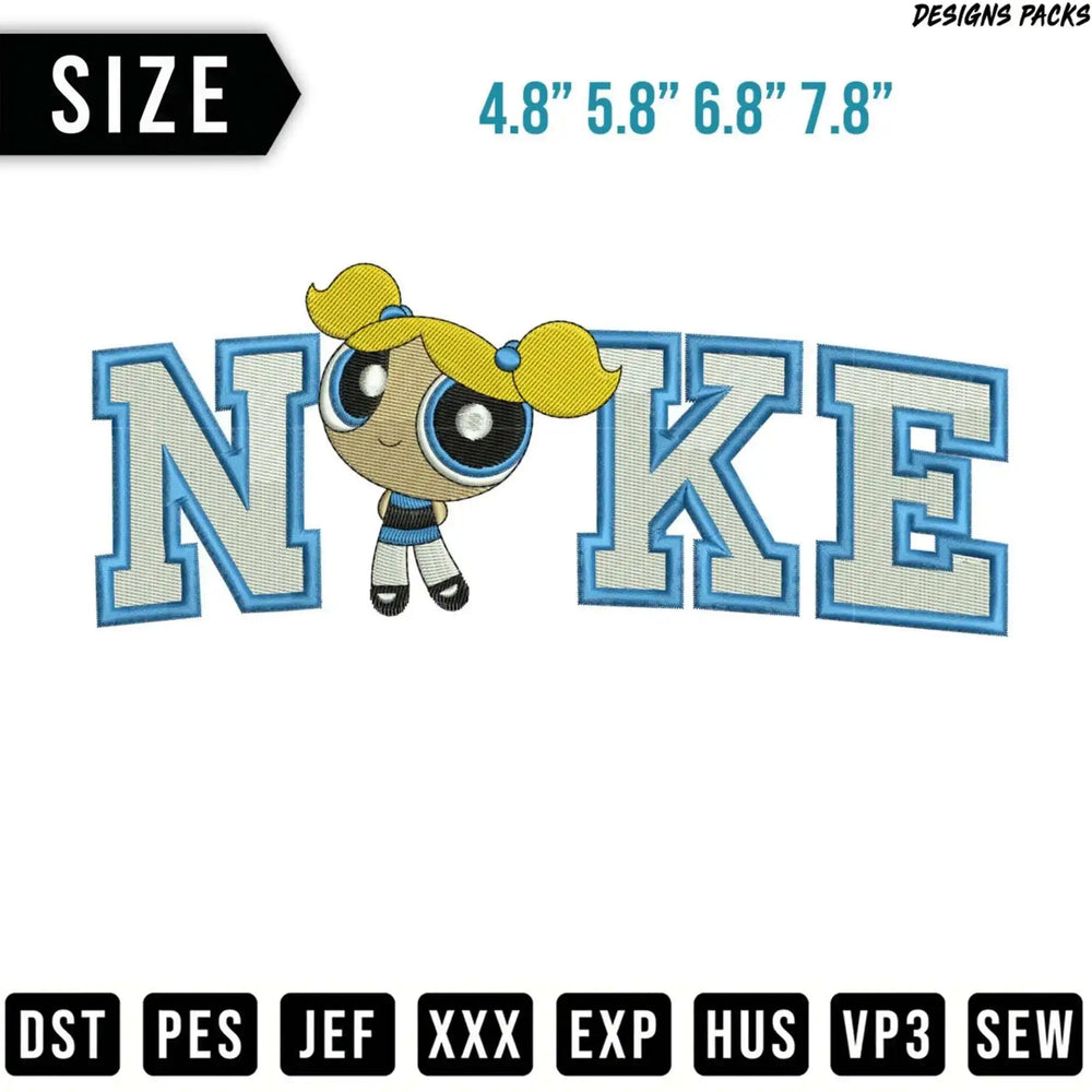 Buttercup from Powerpuff Girls in "NIKE" logo embroidery design.