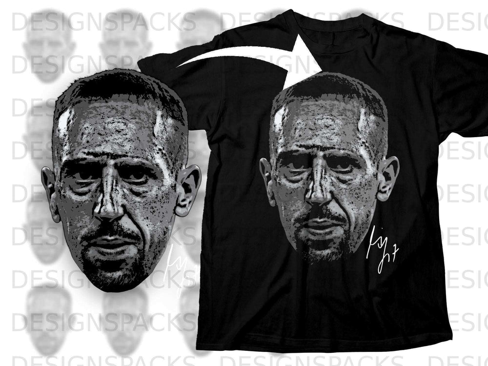 Monochrome Graphic Face Design Printed T-shirt Product