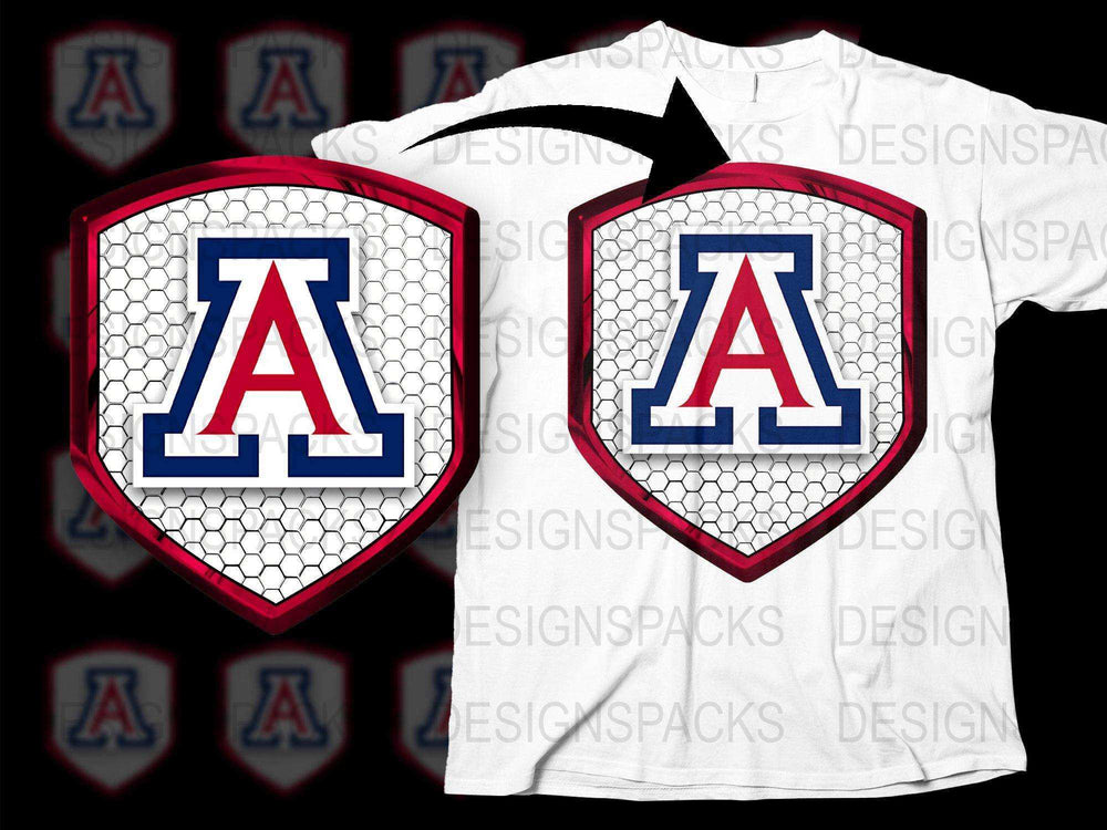 Graphic T-Shirt with Blue and Red Letter A, Sports Team Logo, Unisex White Tee