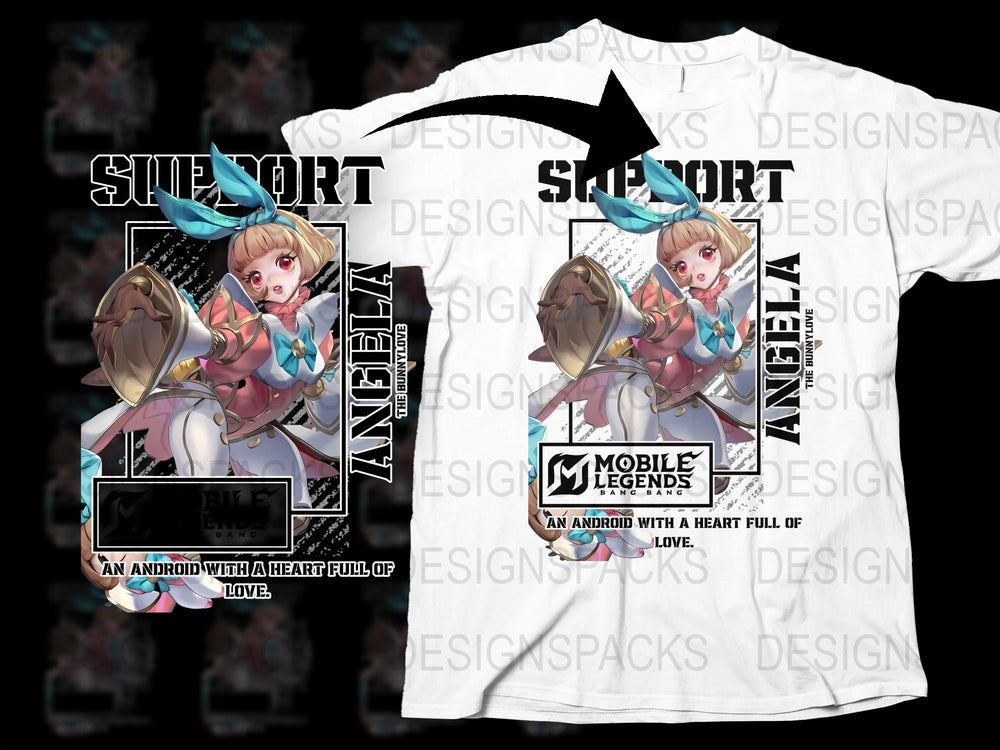 Mobile Legends Angela T-Shirt, Anime Graphic Tee, Trendy Gamer Clothing, Unisex White Shirt