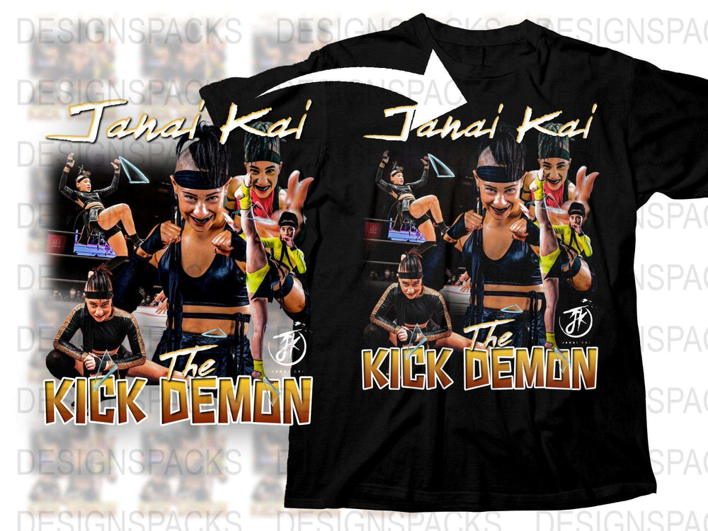 Kick Demon Jahal Kai Graphic T-Shirt, Martial Arts Fighter Tee, Unisex Black Cotton Shirt, Sports Fan Apparel, Combat Style Clothing