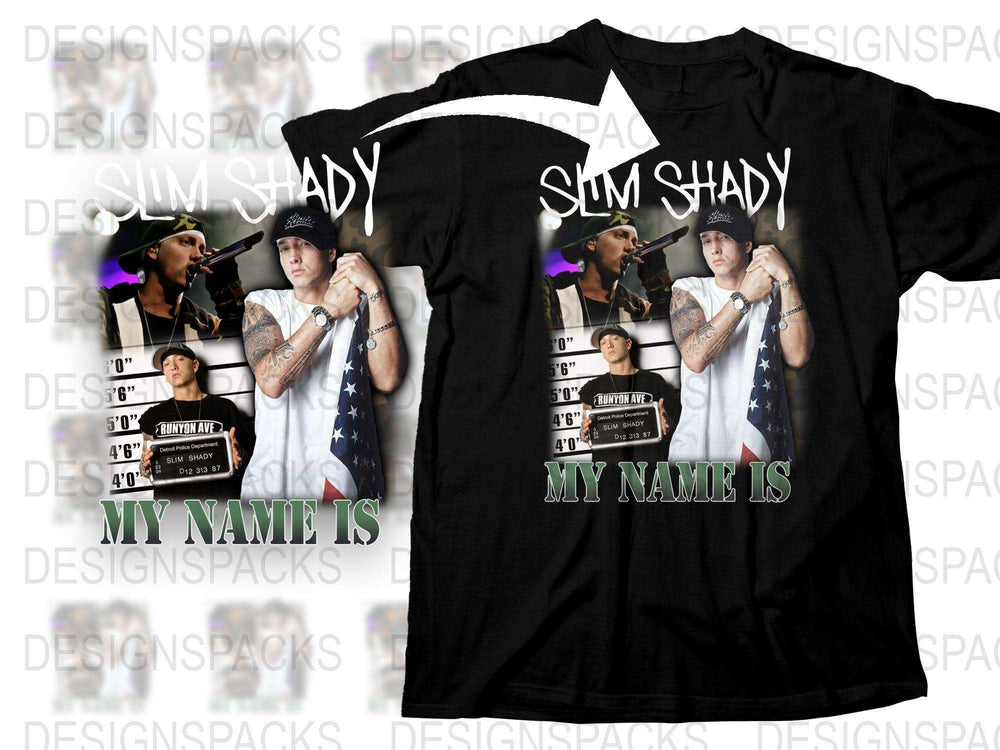 Slim Shady My Name Is Graphic T-Shirt, Vintage Rap Tee, Hip Hop Music Fan Apparel, Black Cotton Shirt, Unisex Fashion Top