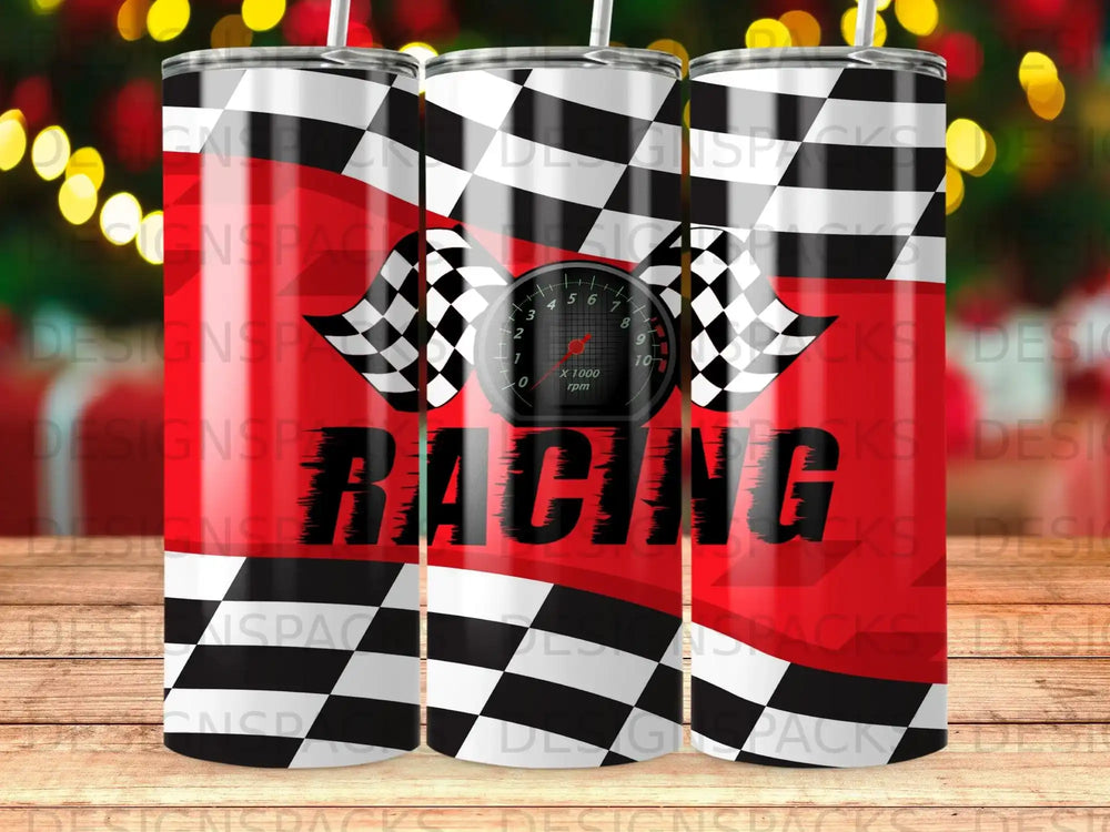 Racing Checkered Flag Speedometer Tumbler product type